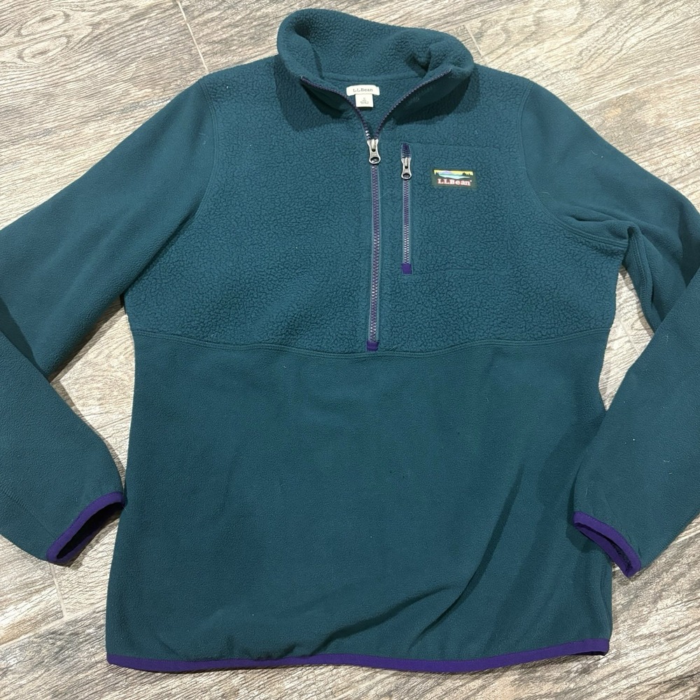 LL Bean Fleece 1/2 Zip Women's Small Polartec Aqua Teal Pullover Sweater Outdoor